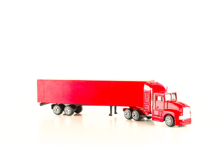 Close-up of red toy truck Object on a White Background red toy truckの写真素材