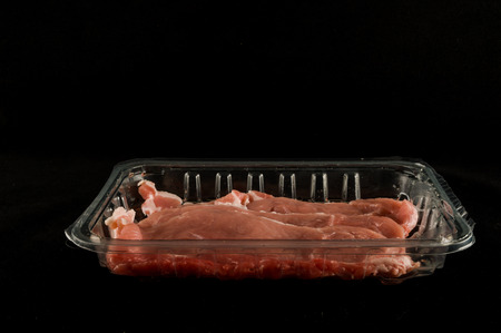 Fresh red meat packed in a poly bagの写真素材