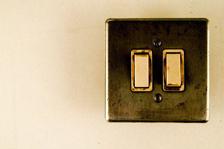 Close-up of elctric switch interruptor Object on a White Backgroundの写真素材