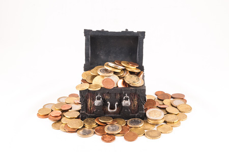 Picture of a Business Money Concept Idea, Treasure Trunk and Moneyの写真素材