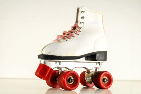 Close-up of vintage skate boot Object on a White Background