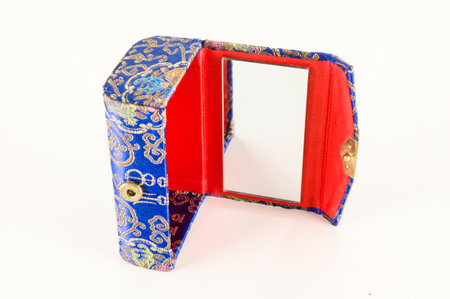 Chinese Vanity Mirror Box on a White Backgroundの写真素材