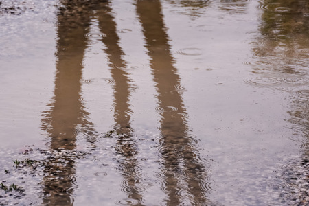 Photo picture abstract blur background from raining flow down on the floorの写真素材