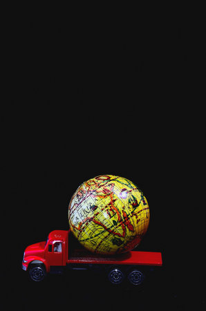 Truck With Earth Globe Delivery Transportation Concept