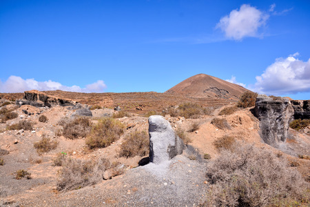 Spanish View Landscape in Lanzarote Tropical Volcanic Canary Islands Spainの写真素材