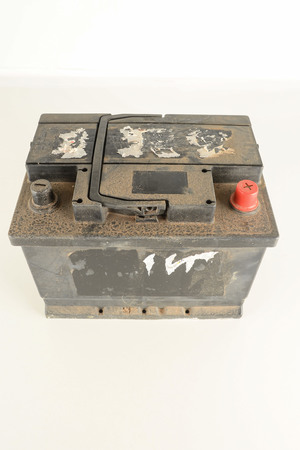 Close-up of car battery Object on a White Backgroundの写真素材