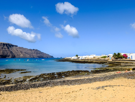 Spanish View Landscape in La Graciosa Lanzarote Tropical Volcanic Canary Islands Spainの写真素材