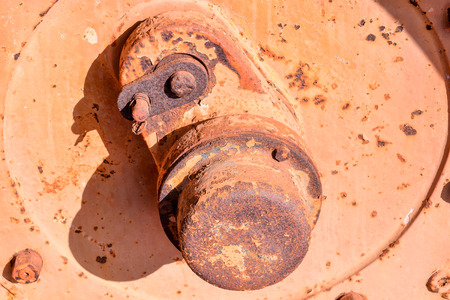 An old antique rusty grunge vintage steam roller partの写真素材