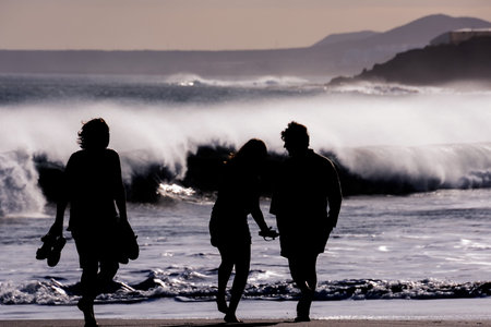 Rough Sea with Large Waves Breaking on the Coastの写真素材