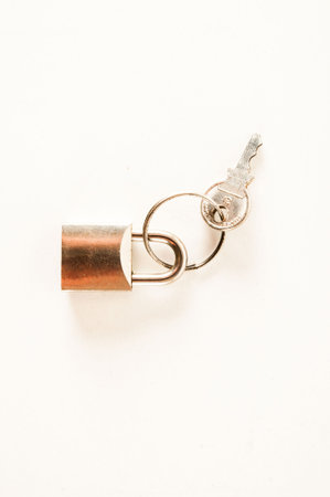 vintage metal steel lock padlock on white background