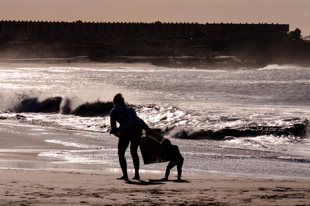 Rough Sea with Large Waves Breaking on the Coastの写真素材
