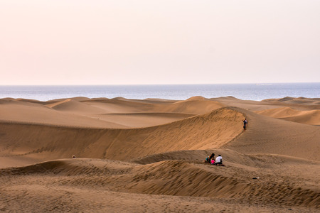 Desert with sand dunes in Maspalomas Gran Canaria Spainの写真素材