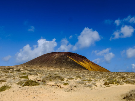 Spanish View Landscape in La Graciosa Lanzarote Tropical Volcanic Canary Islands Spainの写真素材