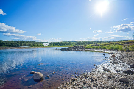 landscape with lake and clouds, beautiful photo digital picture
