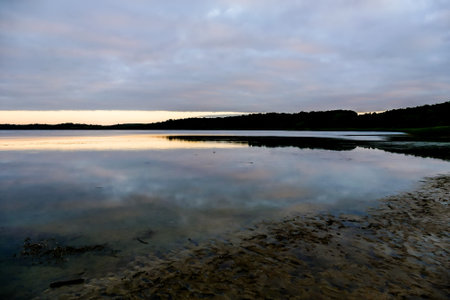 landscape with lake and sky, beautiful photo digital pictureの写真素材