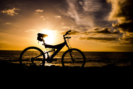 Photo Picture of a Mountain Bike Silhouette at Sunset