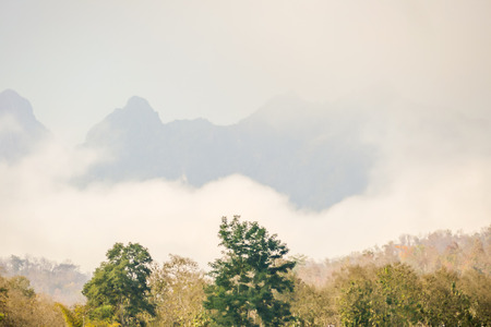 fog in mountains, beautiful photo digital pictureの写真素材