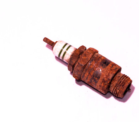 Rusty Vintage Worn Spark Plug of an Old Engine