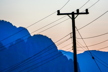 electric pole and wires, beautiful photo digital pictureの写真素材
