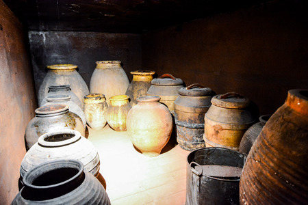 Ancient italian olive oil machine used to make oilの写真素材