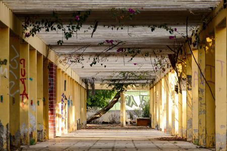 Photo Picture Image of an abandoned ruin resort tunnel gallery in Las Galletas Tenerife Canary Islands Spainの写真素材
