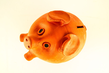 Close-up of piggy bank Object on a White Backgroundの写真素材