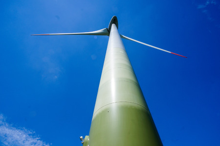 wind turbine on background of blue skyの写真素材