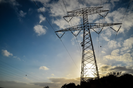 High Voltage Electric Transmission Tower Energy Pylonの写真素材
