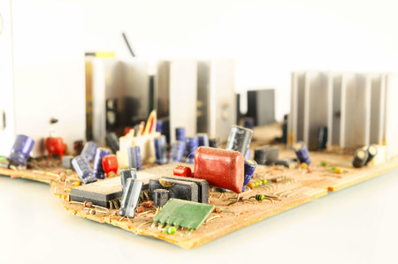 Close-up of circuit pc board Object on a White Backgroundの写真素材