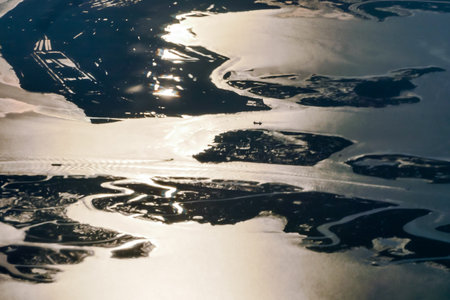 Beautiful photo picture view bird eye of Venice Lagoon From the Sky