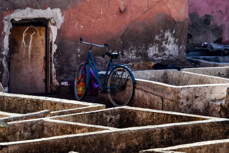 Tannery in Marrakech, Morocco north east Africaの写真素材