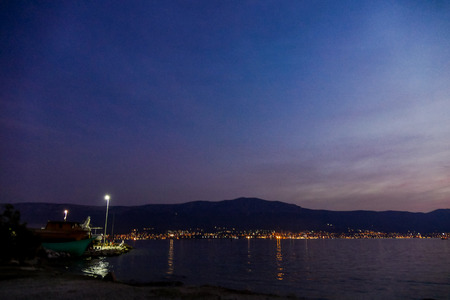 sunset over harbour, beautiful photo digital pictureの写真素材