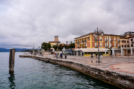 Lazise is a comune in the Province of Verona in the Italian region Veneto It is situated on the eastern shore of Lake Gardaの写真素材