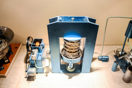 Ancient italian olive oil machine used to make oilの写真素材