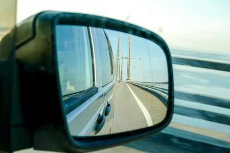 rear view mirror and reflection, beautiful photo digital pictureの写真素材