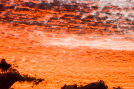 Cloudscape, Colored Clouds at Sunset near the Ocean