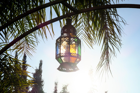 lantern on a background of blue sky, beautiful photo digital pictureの写真素材