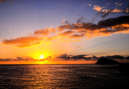 Sun Setting on the Atlantic Ocean in Tenerife Canary Island Spainの写真素材