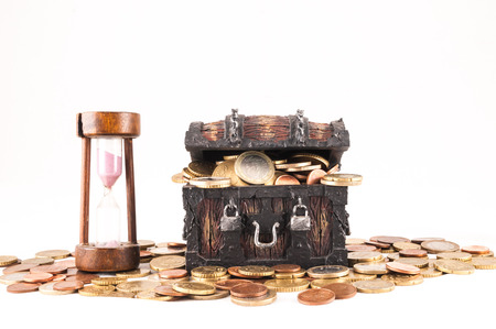 Picture of a Business Money Concept Idea, Treasure Trunk and Moneyの写真素材
