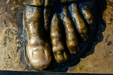 closeup of head of buddha on black background, beautiful photo digital pictureの写真素材