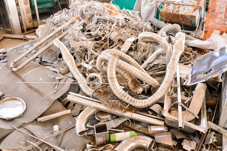 Photo Picture Heap of Scrap Metal Ready for Recycling