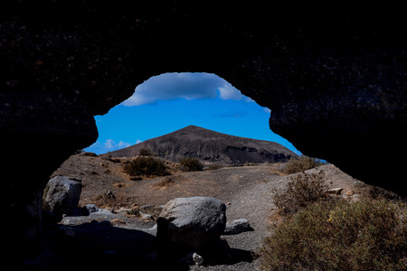 Spanish View Landscape in Lanzarote Tropical Volcanic Canary Islands Spainの写真素材