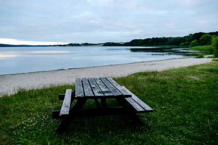 bench by the lake, beautiful photo digital picture