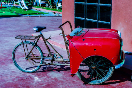 bicycle in front of old house, beautiful photo digital picture