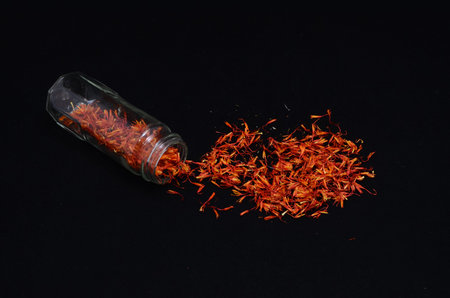 Saffron Flower Spice On a Black Background