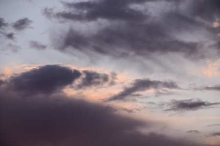 Cloudscape, Colored Clouds at Sunset near the Ocean