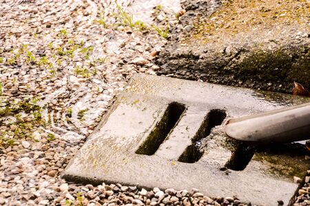 Photo picture abstract blur background from raining flow down on the floorの写真素材