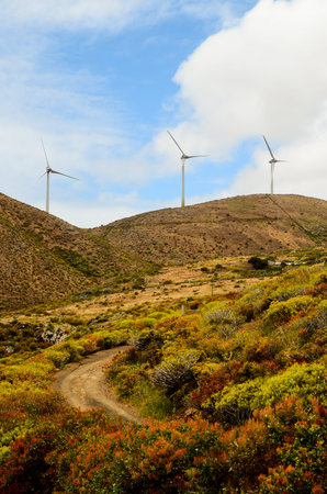 Renewable Energy Wind Power Windmill Turbines in El Hierro Island