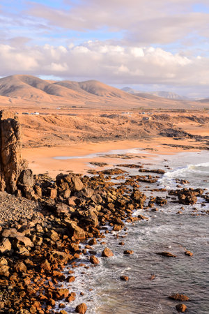 Spanish View Landscape in El Cotillo Fuerteventura Tropical Volcanic Canary Islands Spain