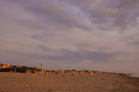 Sun Setting on the Atlantic Ocean in North Europe Holland